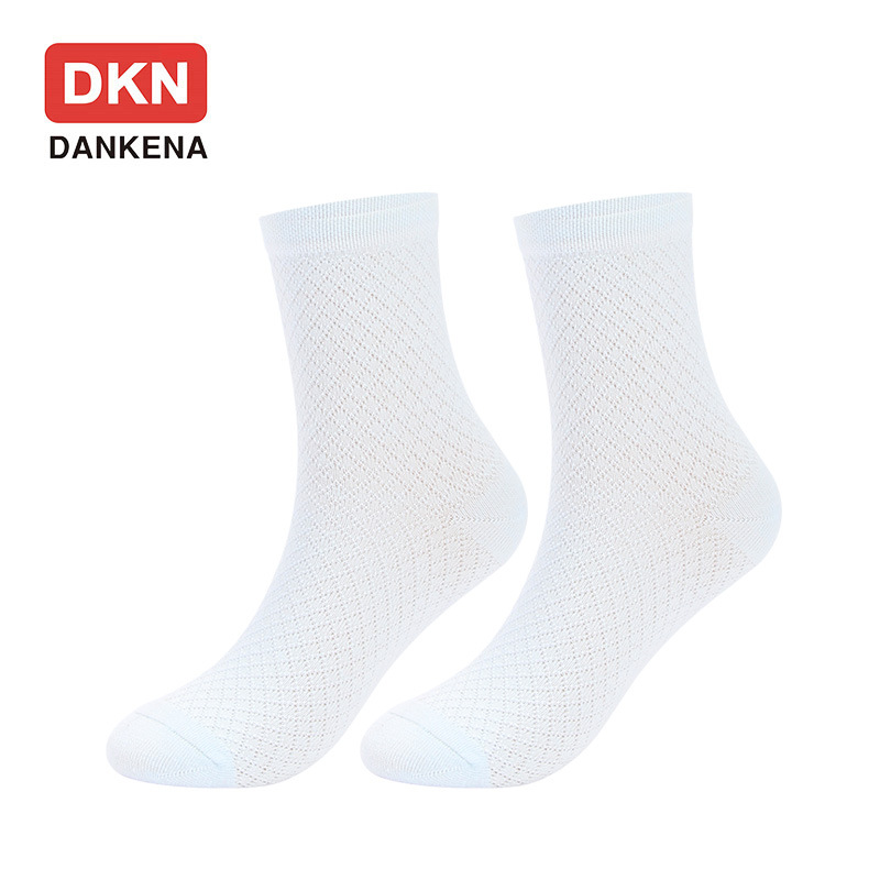 DANKENA 10 Pairs Combed Cotton Socks Men Women Children Mesh Solid Color Plain Ankle Socks